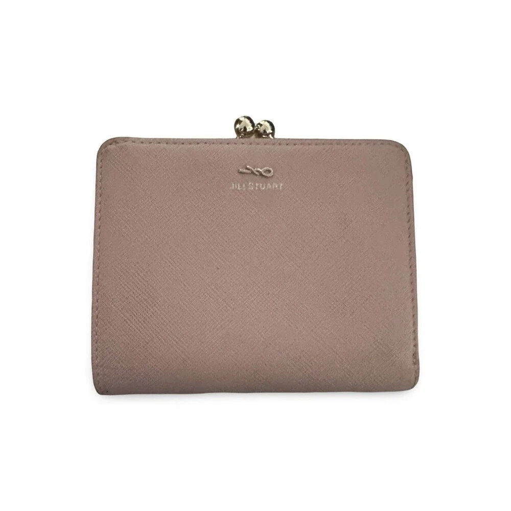 Jill Stuart Blush Pink 👀photosBi-fold kisslock wallet "Gloria" cowhide leather - Picture 1 of 11